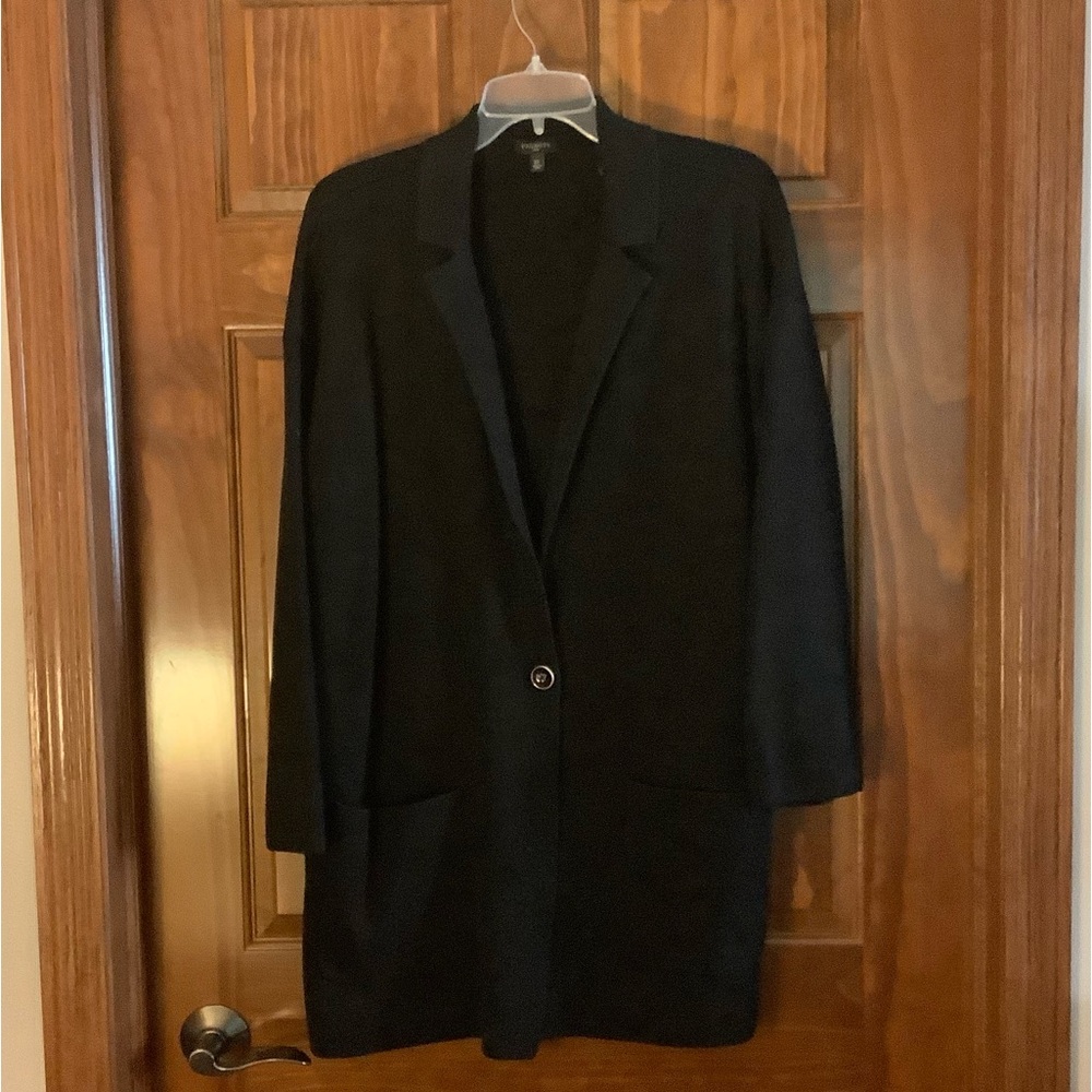Talbots Black 2X Knit Blazer Jacket Substantial Fine Guage Knit Excellent Cond.